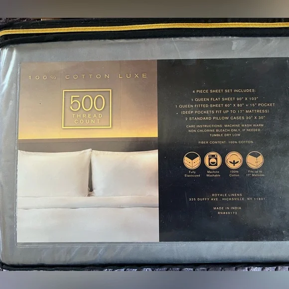 100% Cotton Luxe Queen Sheet Set 500 TC - Picture 6 of 6